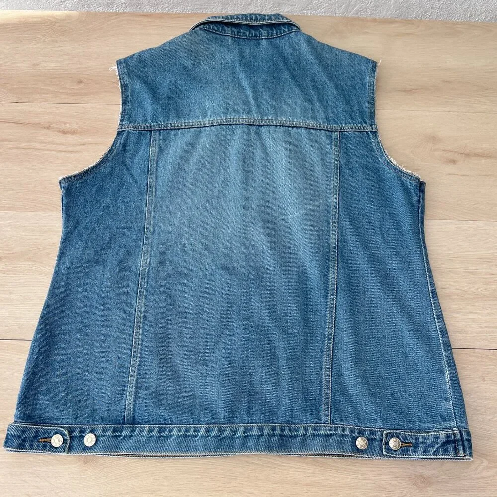 Vintage 90s Alaska Wilderness Gear 1959 Men's XL Blue Denim Vest (Customized)